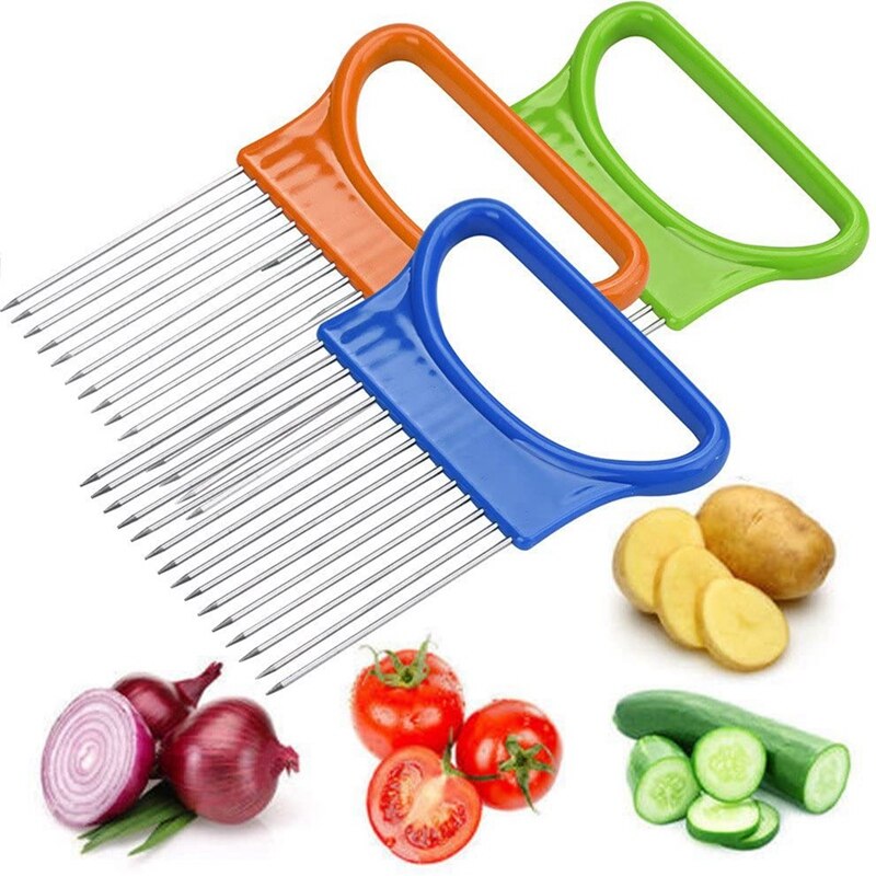 Kitchen Cutting Tools Slicer Tomato Onion Vegetable Slicer Cutting Auxiliary Support Guide Slicer Safety Fork