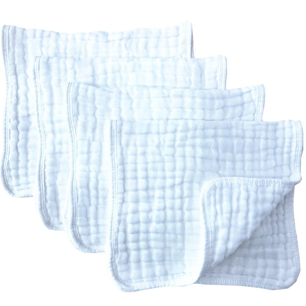 Ins cotton muslin gauze six layer burping towel baby burping towel baby milk spitting towel: Four Pack