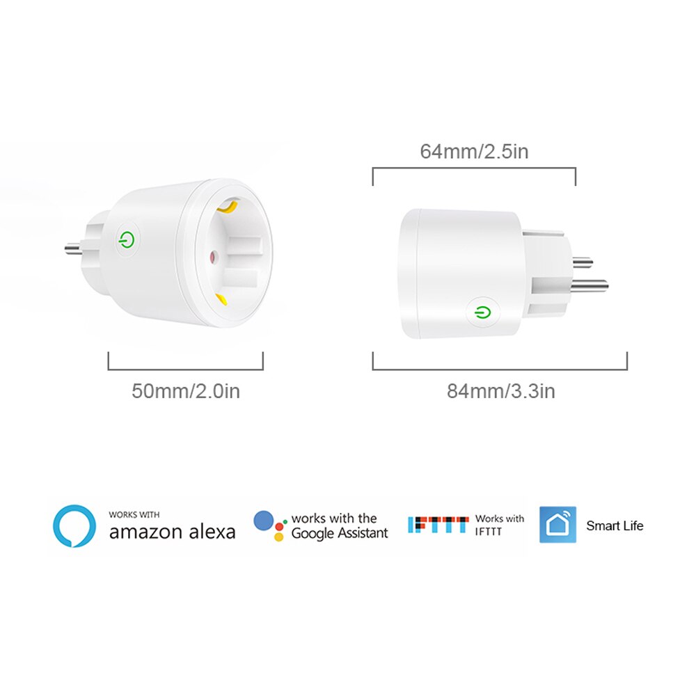 Wifi trådløs smart stikkontakt med google home alexa stemmestyring timing tænd/sluk energiovervågning eu stik 16a
