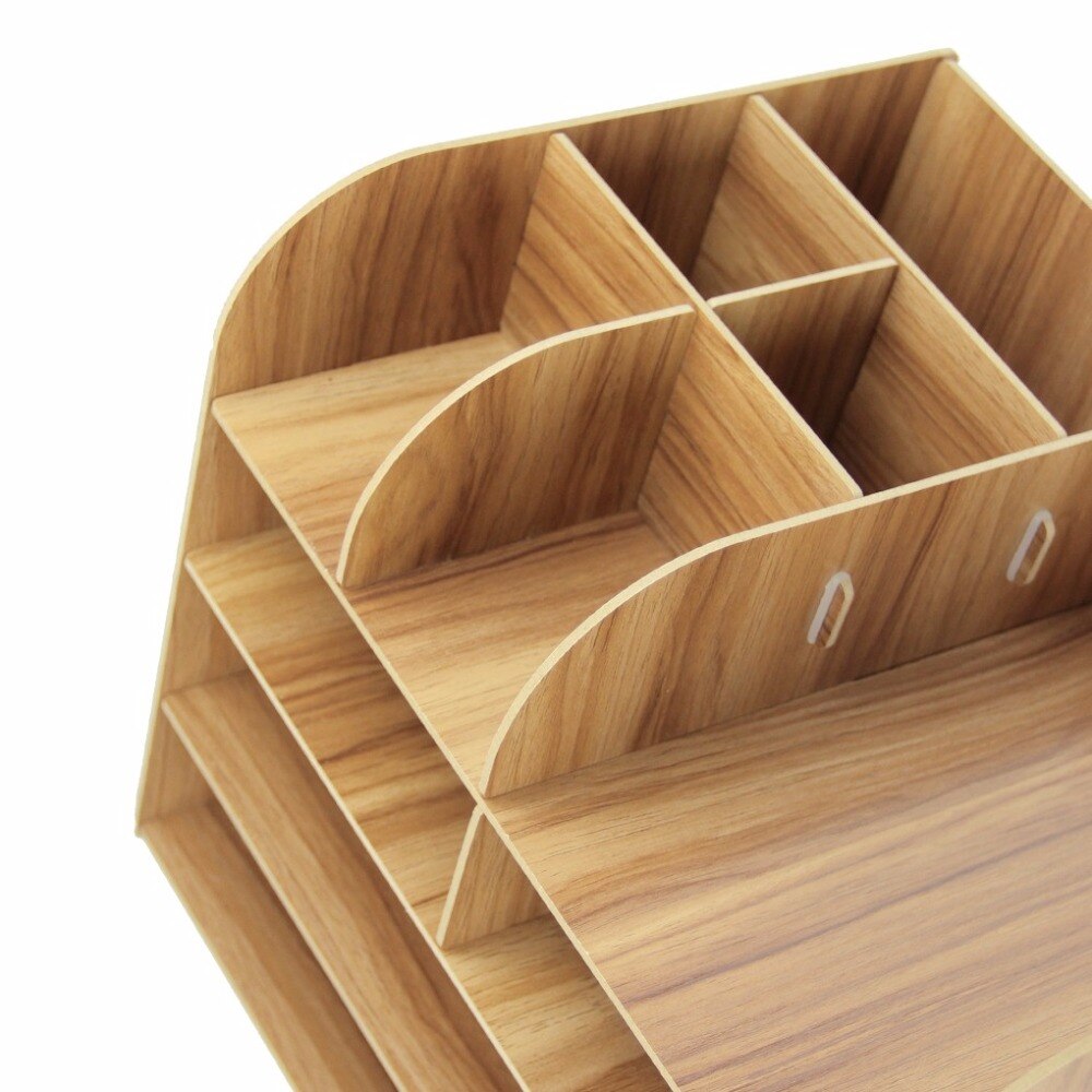 Lovely Table for Notebook /Literature/Document,Drawer-Like School Caddy Basket w/ 10 Compartments Organizer Rack Wooden