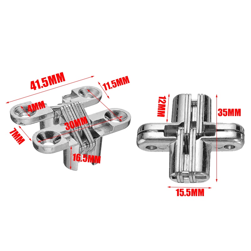 2pcs Hidden Furniture Hinges Invisible Cross Cabinet Cupboard Wooden Boxes Door Window Hinges Hardware Tools