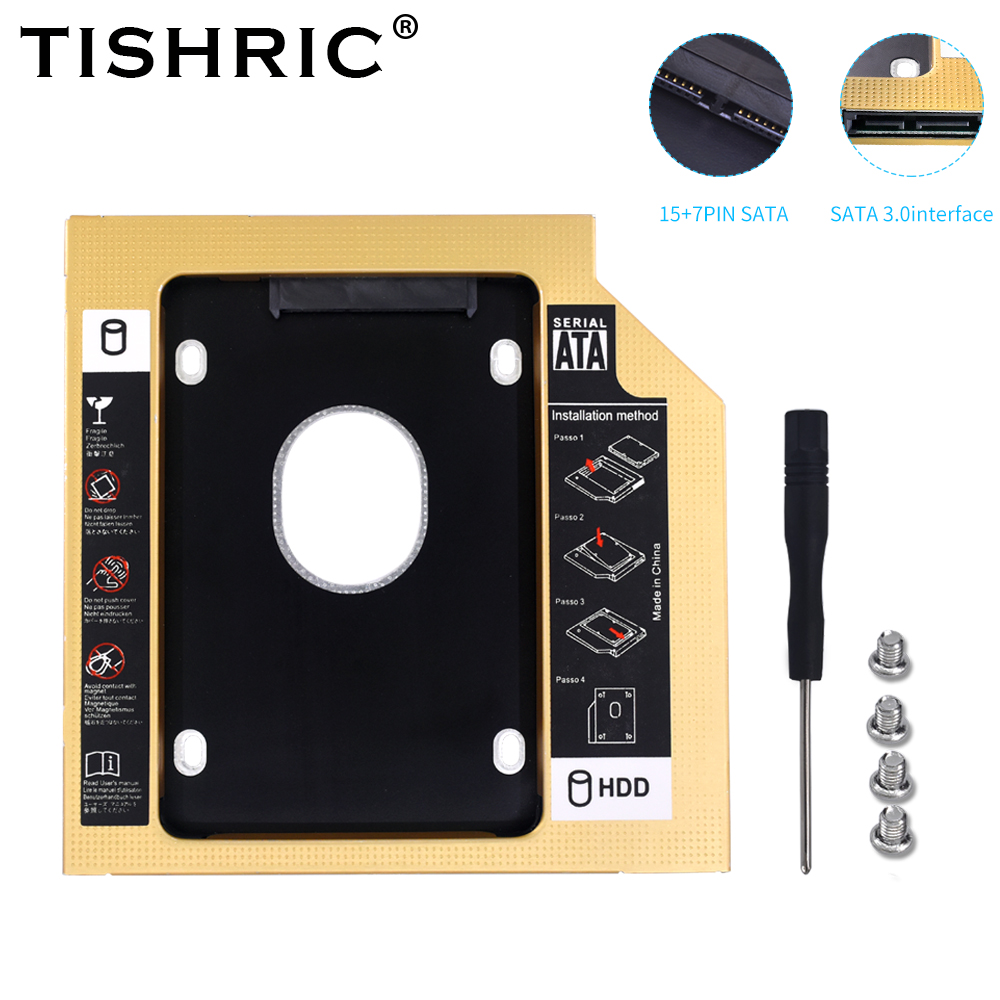 Tishric Hdd Caddy 9.5Mm/12.7Mm Voor 2.5 "Ssd Hdd Case Optibay Universele Aluminium Sata 3.0 Harde schijf Behuizing Adapter Voor Laptop