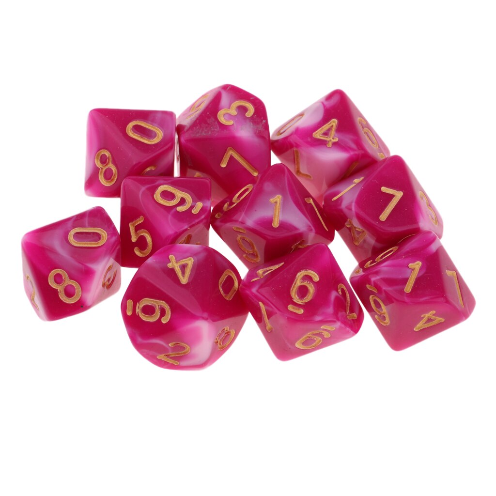MagiDeal 10 stücke 10 Seitige Würfel D10 polyedrisch Würfel für Tisch Spiele für Kneipe Verein Spiele Liefert Rosa: Möglichkeit 5