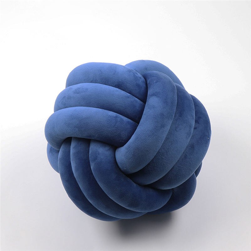 Handgemaakte Braid Knoop Bal Kussen Baby Room Decor Peuter Baby Wieg Bed Rugleuning Ronde Kussen Kinderen Spelen Zachte Bescherming: dark-blue-20cm