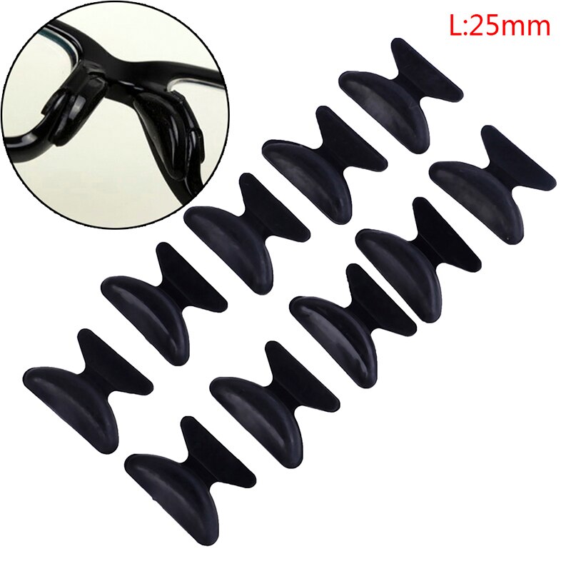 5Pairs/10Pcs Luchtkamer Siliconen Neus Pads Voor Bril Zwart Wit Anti-Slip Neus Pads Zachte eye Care Tools Voor Brillen: 25mm Black