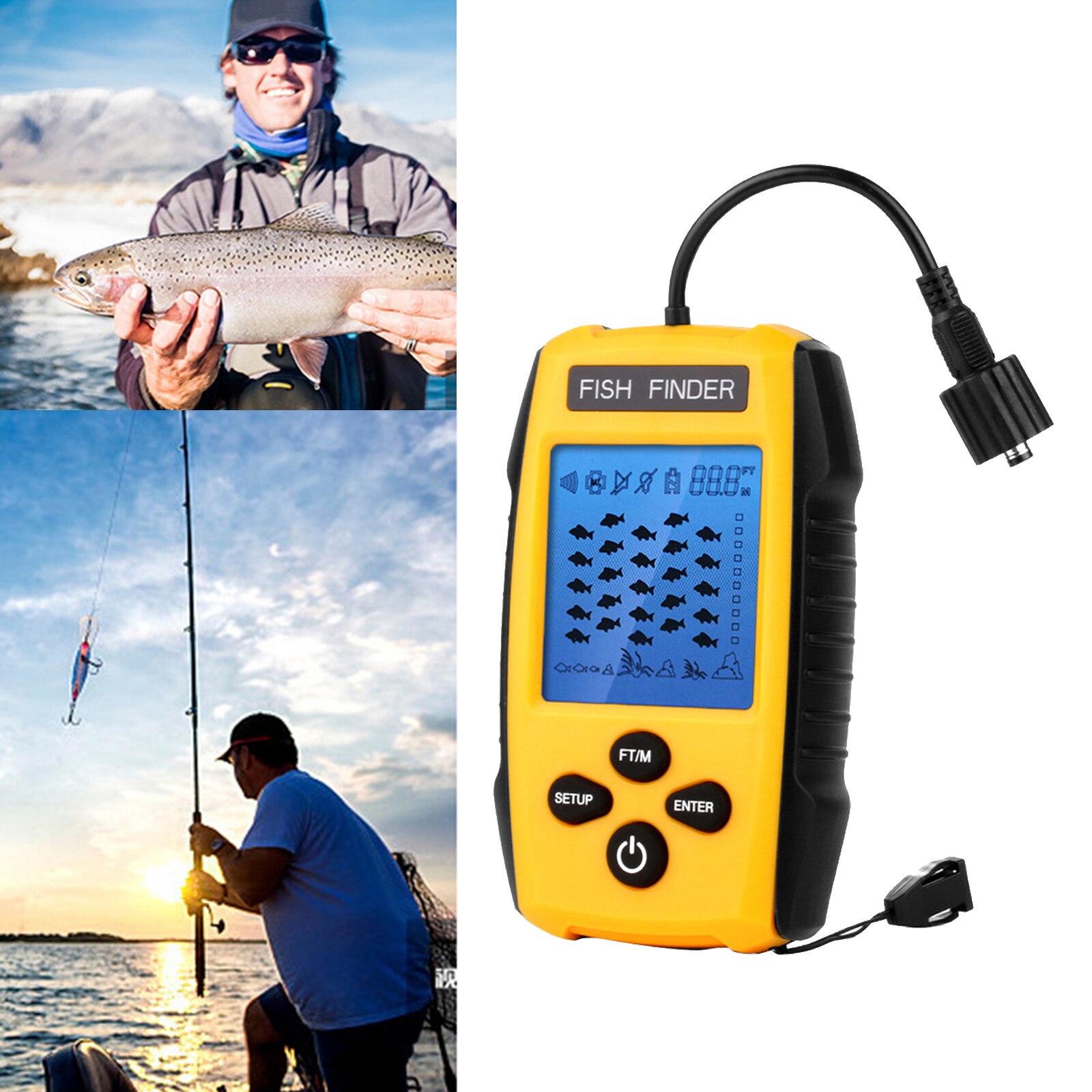 Portable Fish Finder Diepte Sonar Fishfinders Lcd Display Kajak Kano Vissen