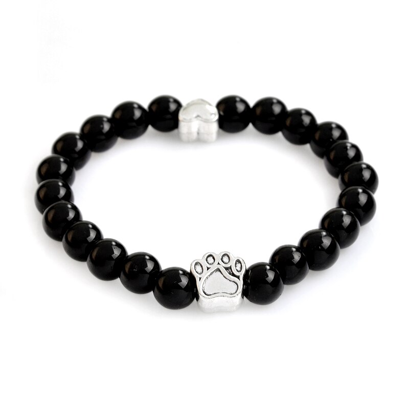 Joyería QIHE pequeño Anitique amuleto de pata pulsera de piedra Memorial para mascotas gato amantes de los perros de la joyería para hombres mujeres Unisex: shine