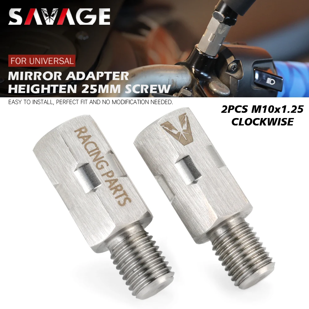 2 STUKS Motorfiets Spiegel Adapter M10 Met de klok mee Universele Achteruitkijkspiegel Schroefdraad Adapter Uitbreiding Stalen Bouten 10mm Verhoog