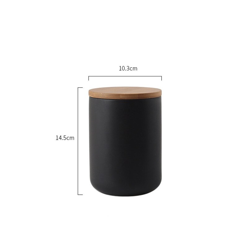 nordisch küche weiß schwarz versiegelt keramik lagerung Krug würzen Krug Container, salz lagerung flasche mit holz deckel kaffee Tee Krug: Schwarz M