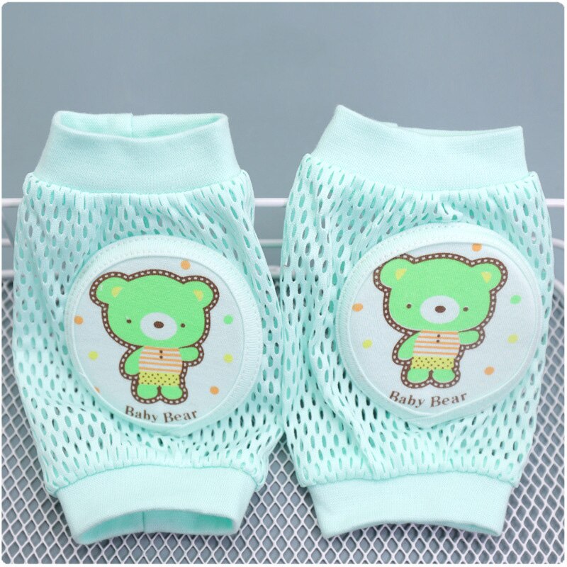 Bébé genou protecteur fille garçon coude ramper coussinets bambins bébé coussinets de sécurité maille respirant maille jambe garde genouillère pour les enfants: bearGreen