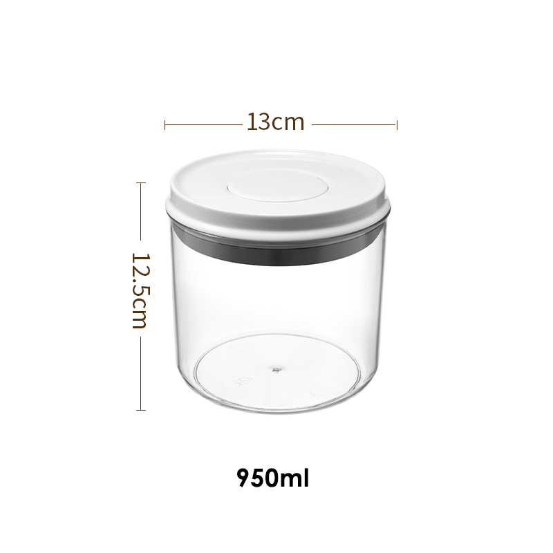 Press Open Clear Plastic Food Storage Box with Pop Up Lid Moisture-Proof Grains Container Cereals Jar Kitchen Pantry Organizer: Light Grey