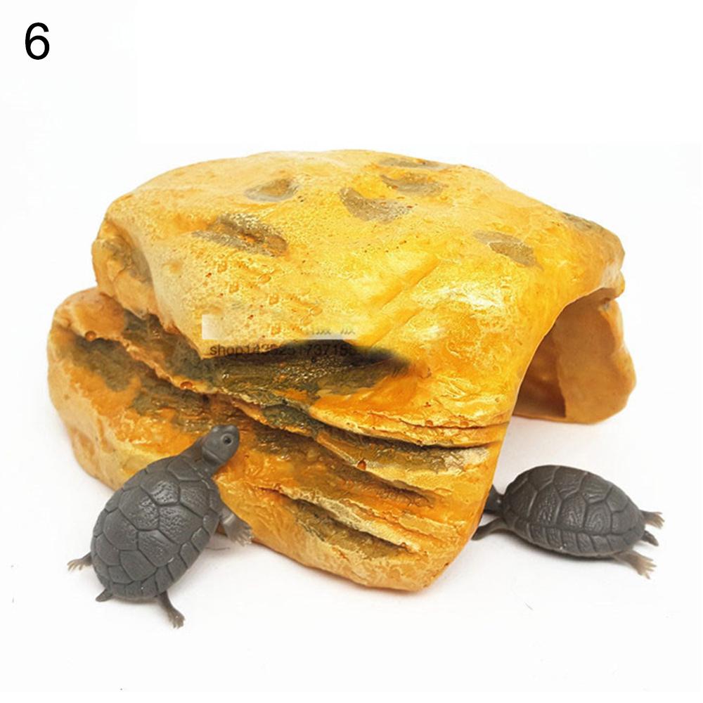 Pet Products Aquarium Decor Cute Pet Turtle Climbing Hill Roof Terrace Floating Island Aquarium Turtle Hide Cave Tree Holes