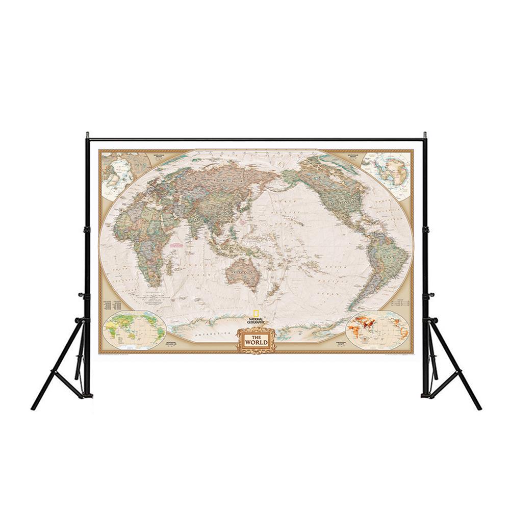 150 x 225cm klassisk verdenskort non-woven kort med vigtige byer i hvert land til rejser og tur