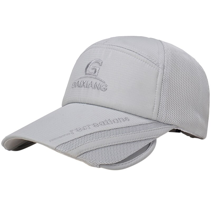 Baseball Cap Sunshade Tennis Golf Cap Wide Retractable Brim Cotton Breathable Mesh Fishing Camping Travel Beach Sport Cap: QH