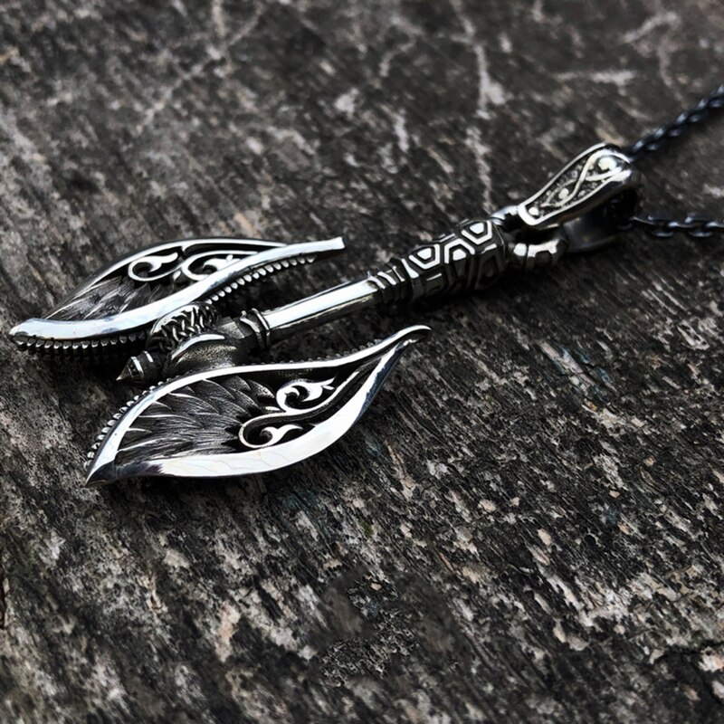 Vintage Gothic Angel Personality Axe Pendant Necklace Men's and Women's Pendant Necklace