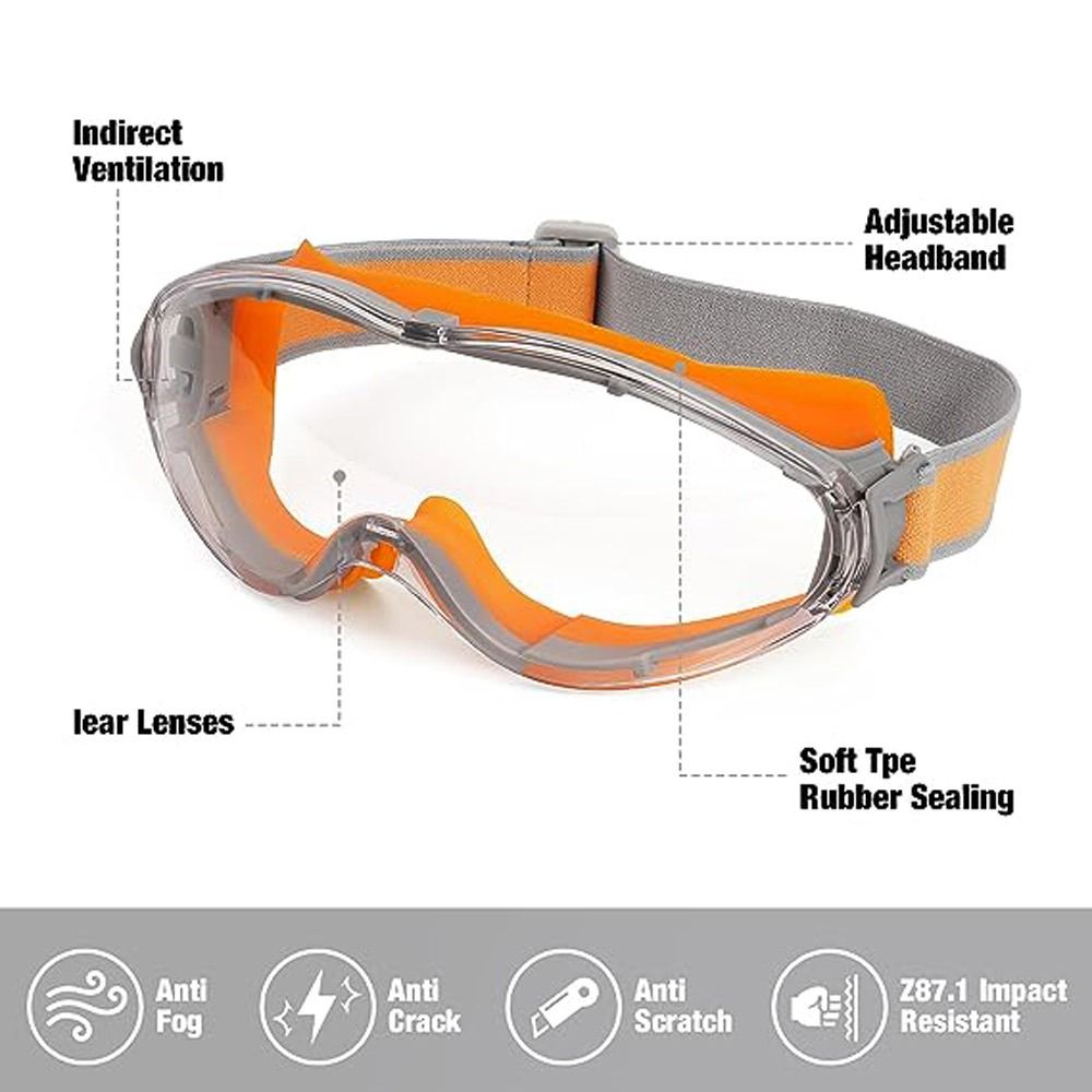 Men Women Industrial Grade Safety Goggles Anti Fog Clear Lens Lab Goggles Fit Over Glasses Eye Protection