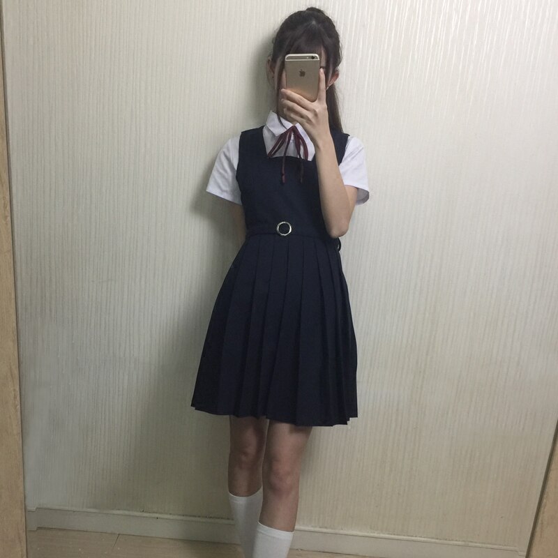 Estudante japonês jk uniforme cabo saia blusa branca vestido colete de marinheiro uniforme de classe uniforme escolar terno