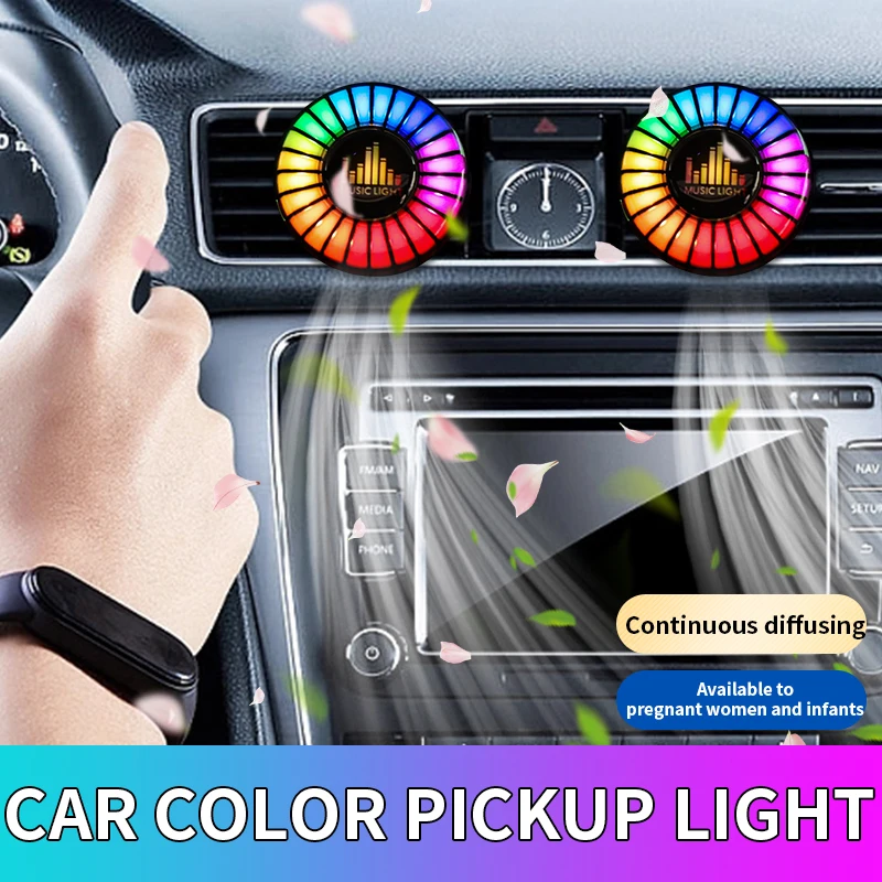 24 LED światło RGB kontrola dźwięku rytm głosu Ambient Pickup lampa dla dyfuzor samochodowy zacisk wentylacyjny odświeżacze powietrza kontrola aplikacji zapachowej