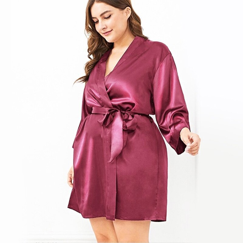 2020 nowy satyna druhna szaty, biały sztuczny jedwab ślub dla nowożeńców siostry szlafrok kimono szlafroki plus rozmiar