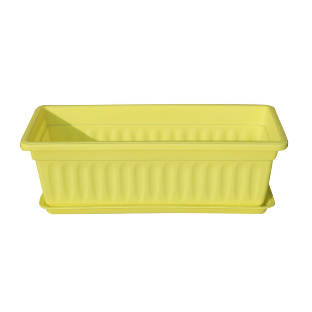 3Pcs Balcony Garden Rectangular Vegetable Flower Planter Resin Box Planting Pot with raised pot feet and 6 drainage: Yellow 44x19x14cm
