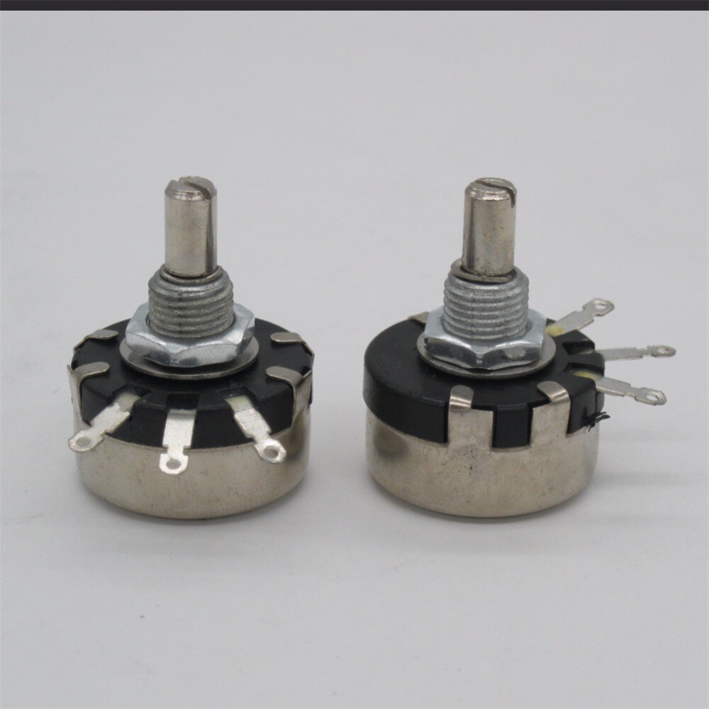5 stks WX110 (010) 100 ohm 3 Solderen Terminals 6mm Ronde Metalen As Enkele Turn Draad Wond Potentiometer