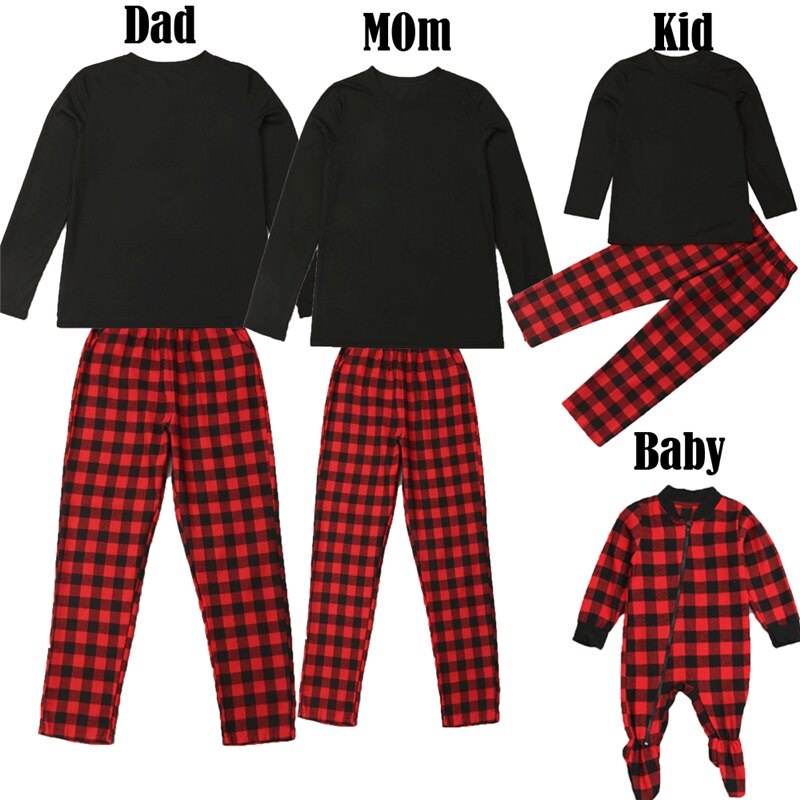 Saapuvat perhe joulupyjamat perhe yhteensopivat mustat pyjamat vaatteet setti aikuinen lapsi tyttö yöpuvut perhe look asu xxl