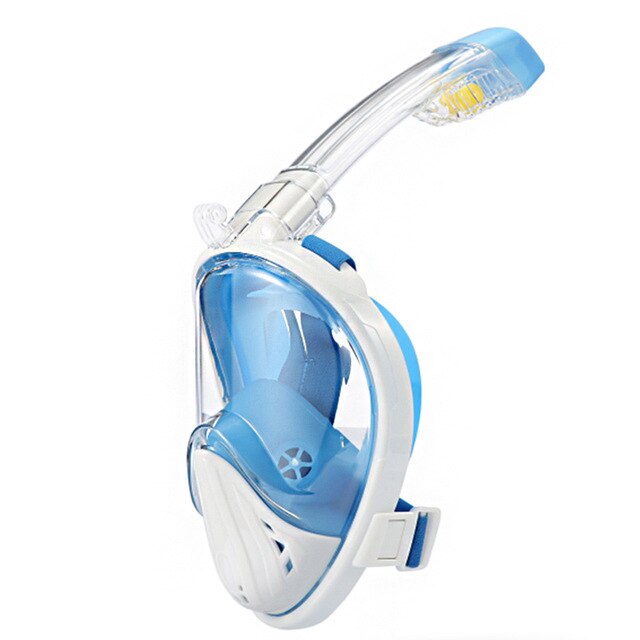 Diving Mask Underwater Anti fog Panoramic Full Face Snorkel Women Men Swimming Snorkeling Mask Scuba Goggles Camera Mount: Blue