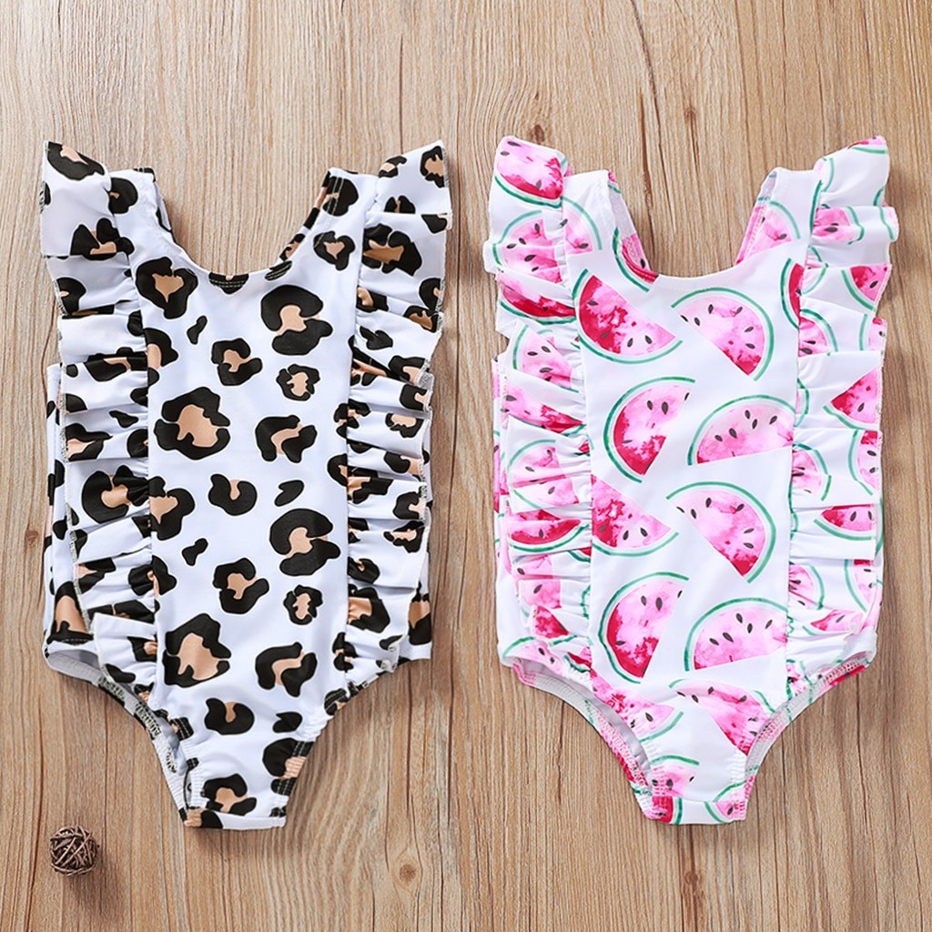 Baby Kids Girls Summer Leopard Printed Bikini One Piece Swimwear Swimsuit cute summer kids swimwear for girls biquini infantil