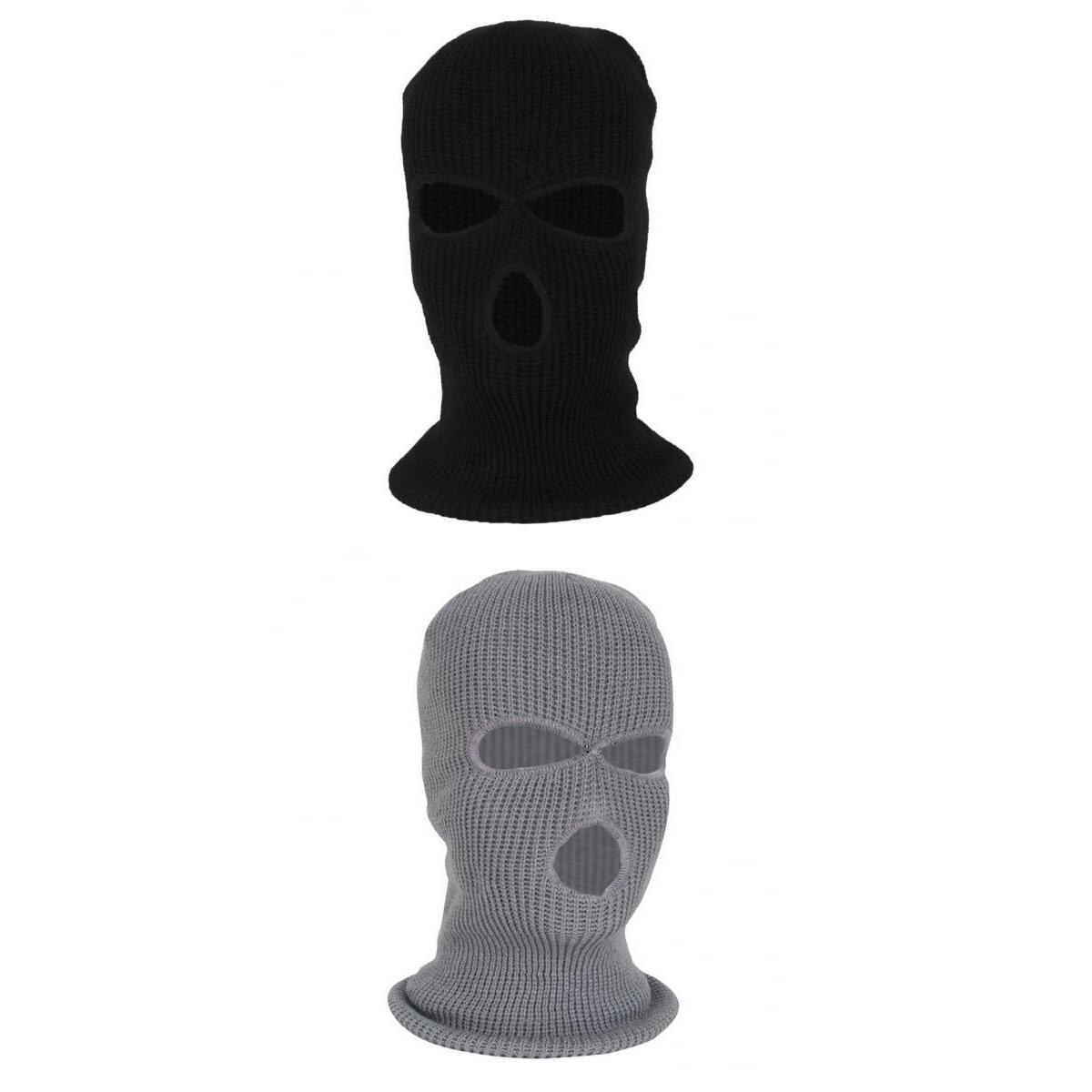 2x Adult Winter 3-Hole Balaclava Warm Knit Knitted Full Face Ski Cover Mask