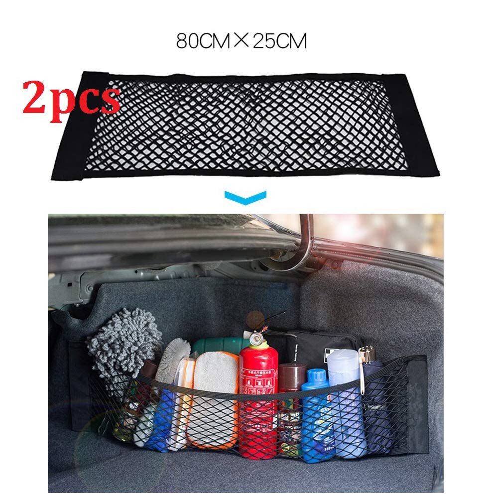 Organizador de malla para maletero de coche, accesorio universal de nailon para almacenamiento de carga de coche y suv, mallas para equipaje, bolsillo de viaje: 80 x 25cm 2pc