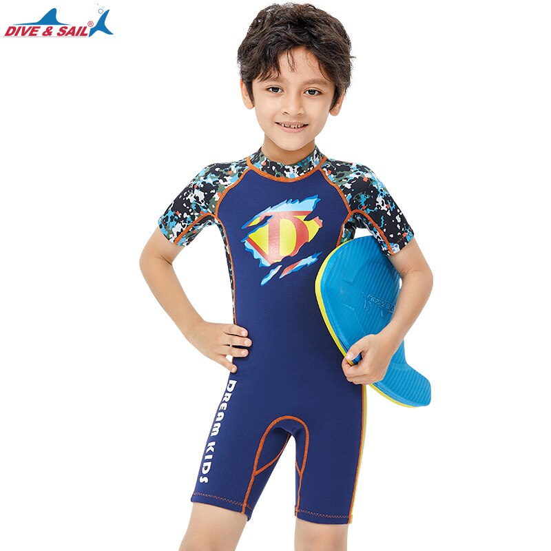 Gogokids Wetsuit voor Kinderen Neopreen Zwempak voor Jongens, 2.5mm Volledig Wetsuit Uit één Stuk Thermische Warme Dikker Badkleding Duikpak Tegen De Zon UV 50 voor zwemmen Duiken L