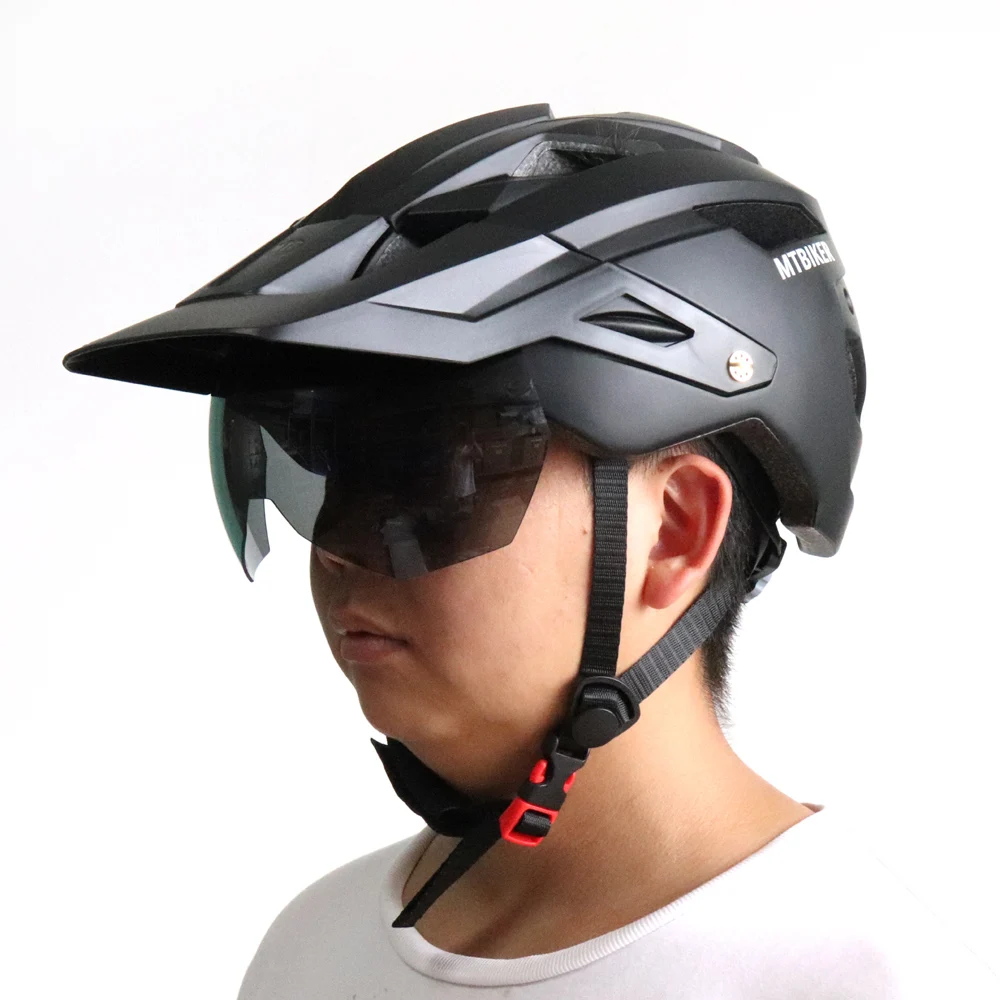Fietshelm met zonneklep heren fietshelm zonnebril vizier racefiets mountainbike fietshelm