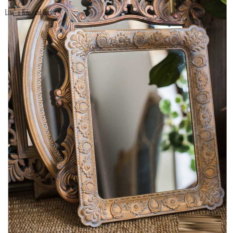 handcrafted classic antique french gold rectangle mdf wall mirror