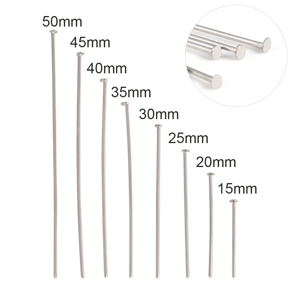 100 peças 15-50mm 316l pinos de joias de aço inoxidável pinos de cabeça plana para fazer jóias suprimentos bola headpins acessórios de pino de olho: 12mm / CINZA