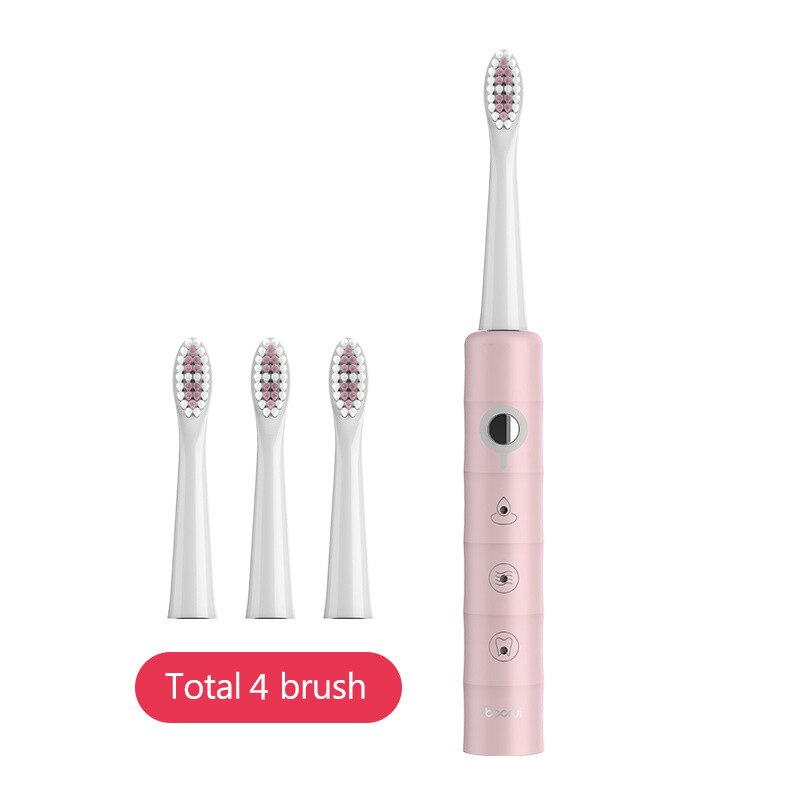 Sonic cabeças de escova de dentes elétrica ipx7 à prova dwaterproof água 6 modos carregamento usb recarregável dupont cerdas desconto adulto para mulher: Rosa