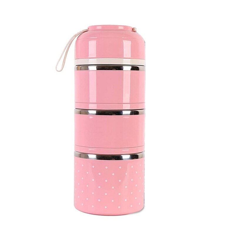 3 Tier Stainless Steel Lunchbox Insulation Food Soup Container Lunch Box Bag Portable Outdoor Bento Leak-Proof Kitchen 3 Layer: pink without bag