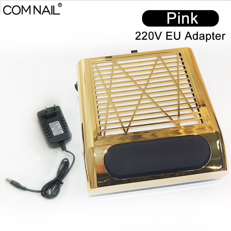 80W Strong Power Nail Dust Collector Nail Fan Art Salon Equipment Suction Dust Collector Machine Vacuum Cleaner Fan EU/US Plugs: Gold EU plug