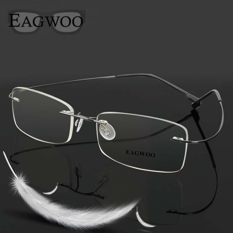 Lunettes en acier inoxydable pour hommes, monture optique sans monture, Prescription, verres pour les yeux 080, Super léger