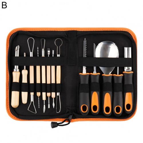 1 Set Halloween Pumpkin Carving Kit with Carrying Bag Sharp Stainless Steel Pumpkin Carving Cutters Kids Craft Tool: B