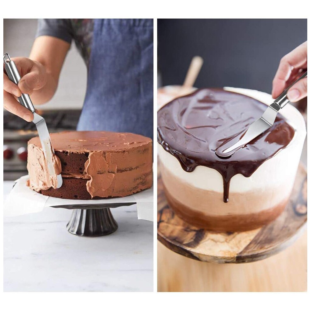 Stainless Steel Cake Spatula Metal Handle with Hole Cake Decorating Spatula Baking Tool 10"