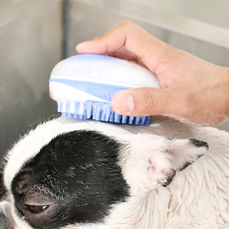 Cepillo de baño 2 en 1 para mascotas, cepillo de masaje de silicona para perros y gatos, aseo para el pelo, herramienta de limpieza para perros, suministros para mascotas