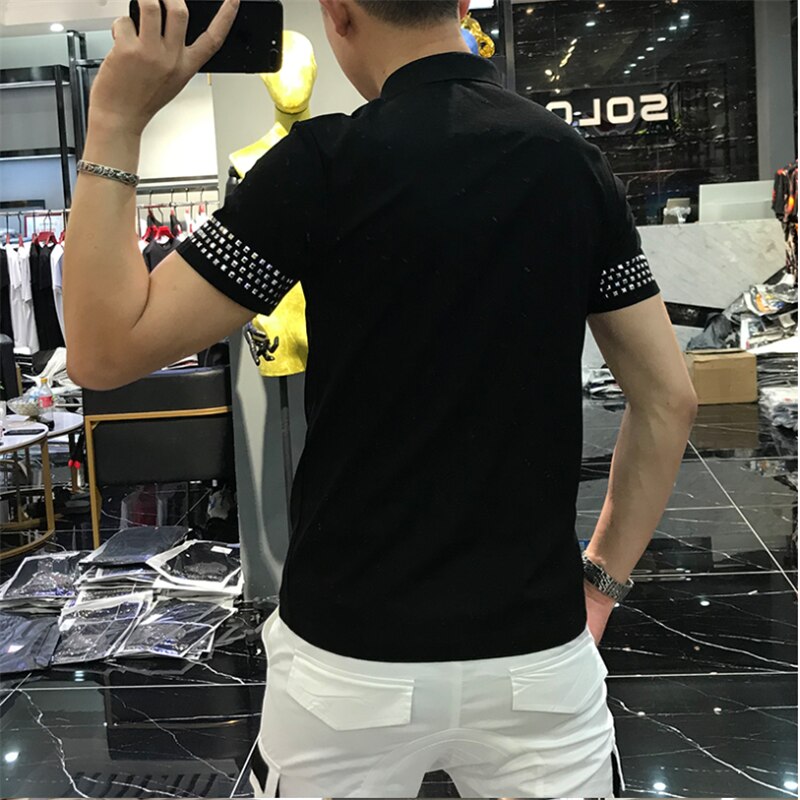 European and American brand cotton shirt short sleeve men's lapel business casual polo best selling clo