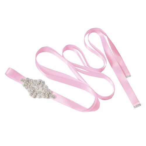 TRiXY S03 Rhinestone Belts Wedding Belt Brides Dresses for Wedding Dress Diamond Belt Skinny Waist Beads Wedding Accessories: pink