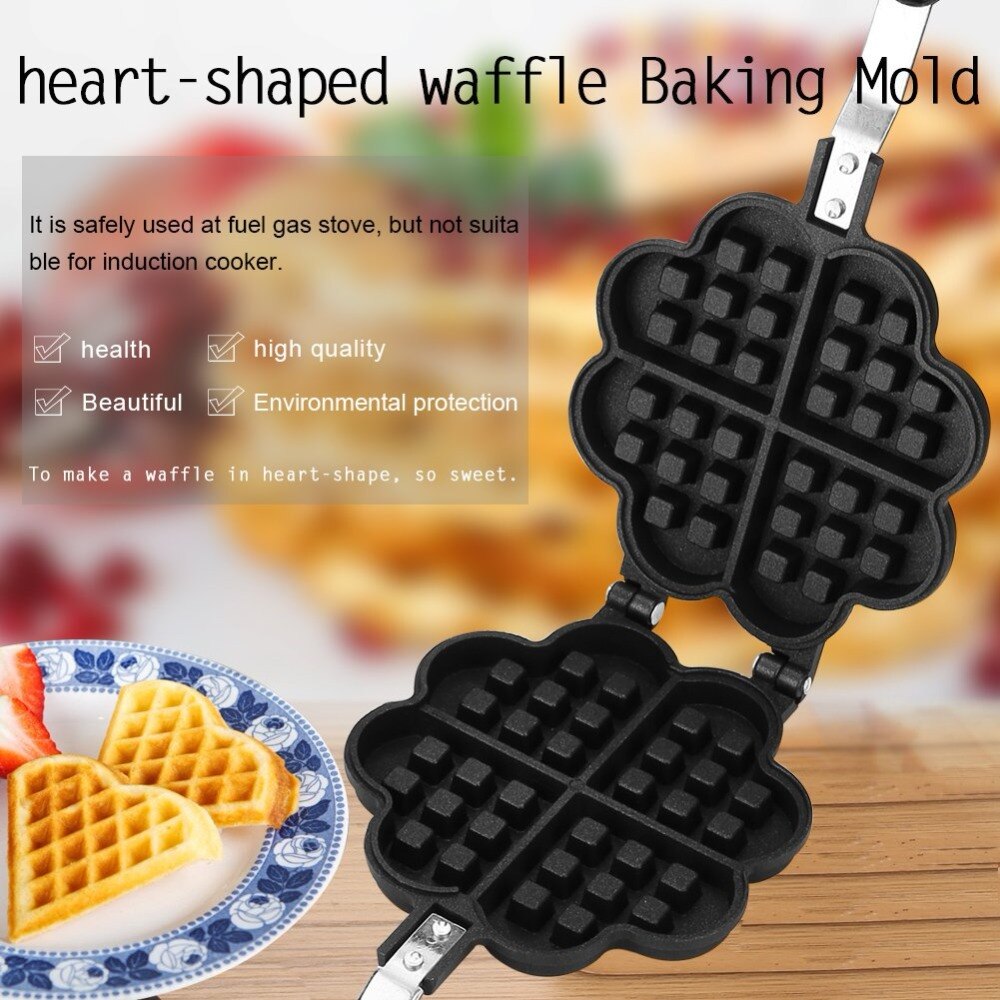 Moule antiadhésif à Double face pour gaufre, poêle à gaz en alliage d&#39;aluminium, gaufrier cône, plaque de presse à gaufres, outil de cuisson