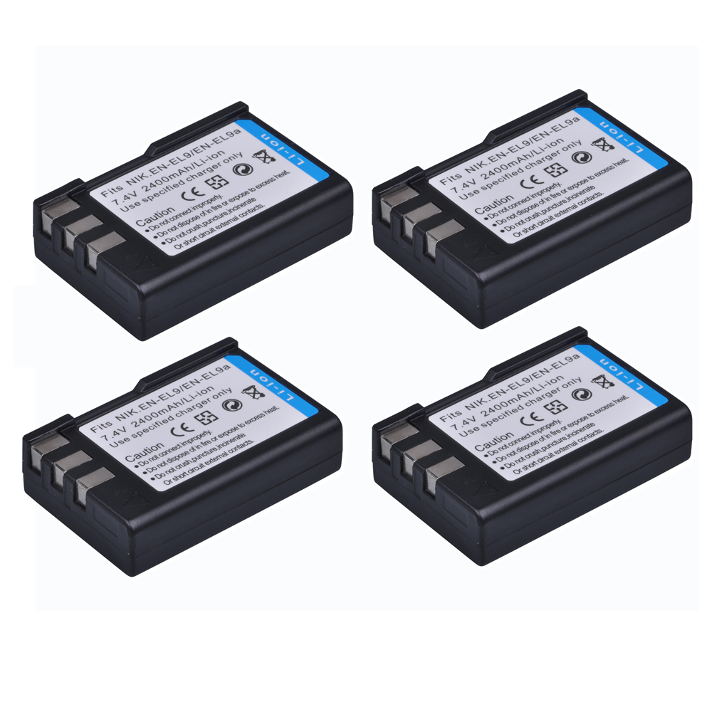 Akuu-batería para Nikon EN-EL9 D40, D60, D40X, D5000, D3000, EN-EL9a EN EL9, EN-EL9a, 2400mAh: 4 battery