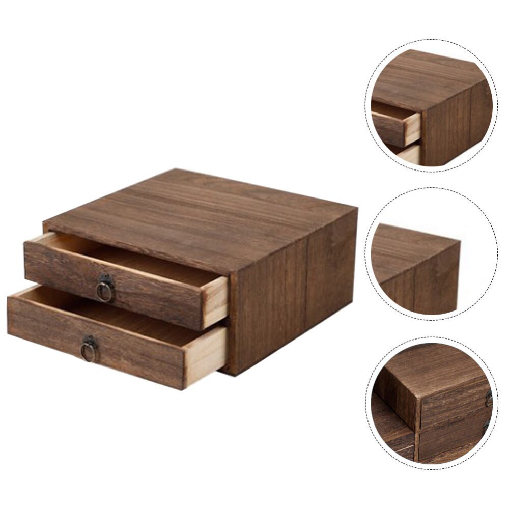 1 Set of High Grade Tea Box Vintage Tea Drawer Pu'er Tea Box Wooden Tea Box: Brown 1