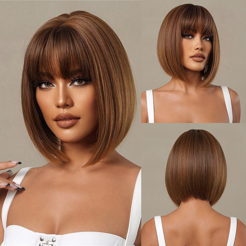 Vinho curto vermelho Bob perucas para mulheres Borgonha Bob perucas com Franja grossa peruca sintética resistente ao calor: #530