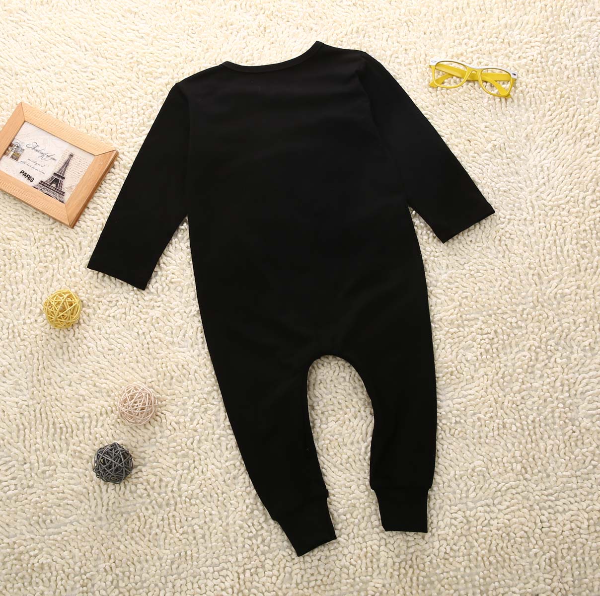 Leuke Pasgeboren Lange Mouwen Baby Boy Girl Romper Jumpsuit Kleding Outfits Im de boss black