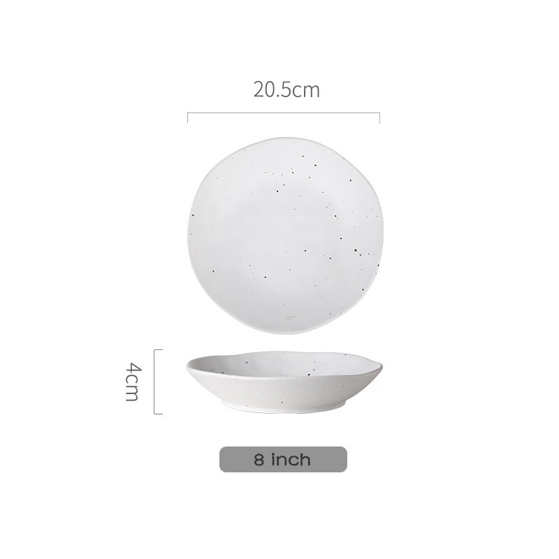 Newly ceramic dinner plate Nordic style rice salad dinner plate retro porcelain dinner plate household tableware set: 8inch Salad dish