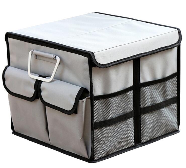Car storage box car organizer bag trunk folding Multi-function home storage box Car backup storage box Trunk box bag: Gray